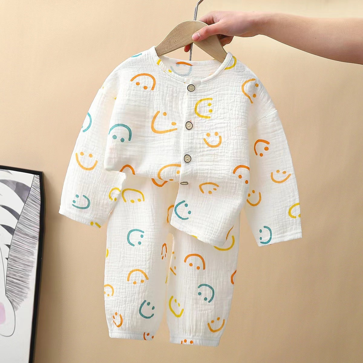 New Class A Children's Cotton Yarn Pajamas suit Boys and Girls Home Clothes Two-piece Cotton Baby's Spring and Autumn and Summer Children's Clothing