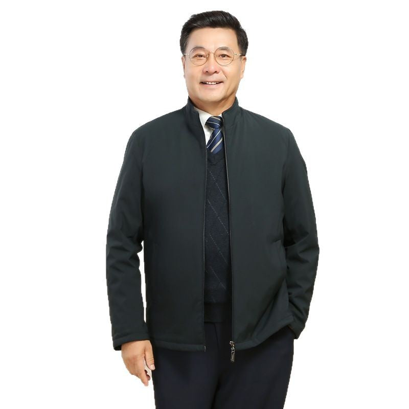 Spring and Autumn Winter Coat Middle-aged Men's Cotton-padded Clothes for the Elderly Simple Light Business Warm Cotton-padded Coat Thickened Cotton-padded Coat