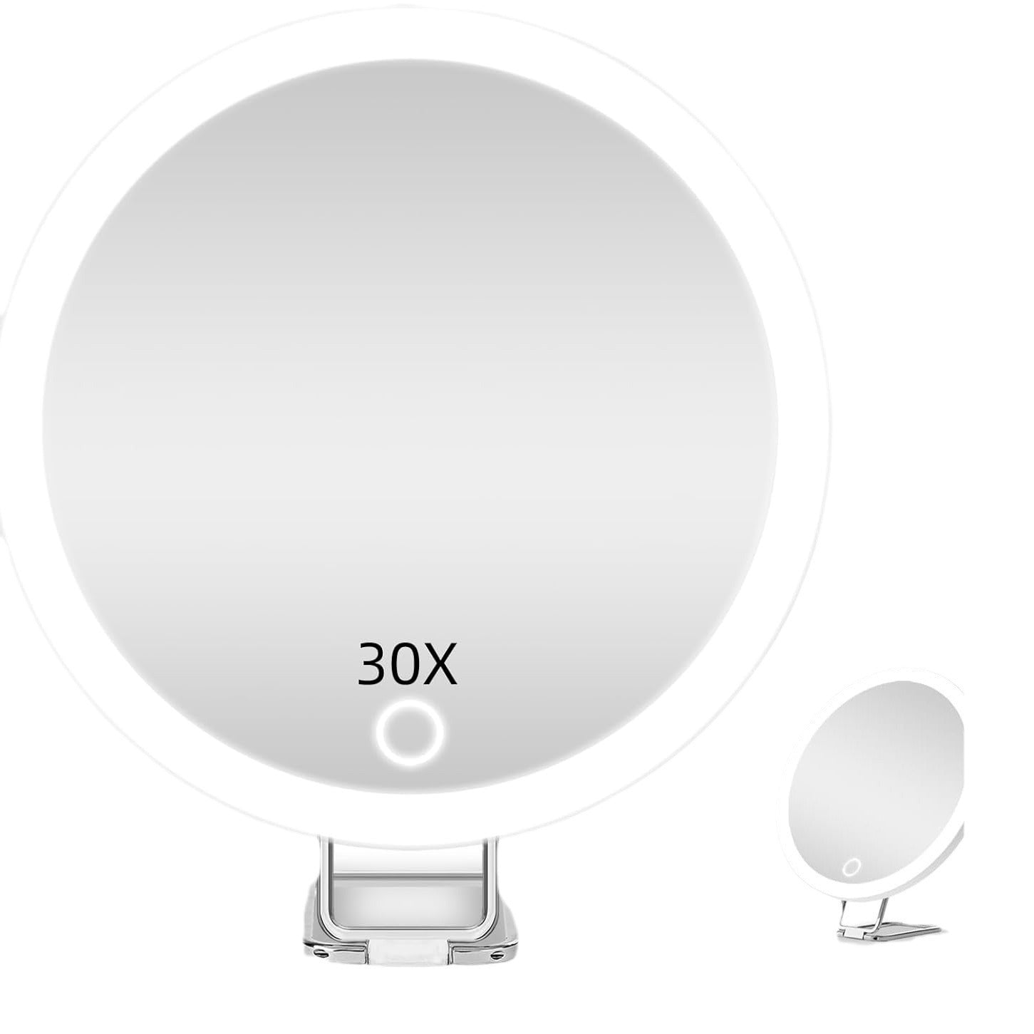 New 30 times magnification makeup mirror charging led light with lamp 360 degree bracket with lamp mirror 3 suction cup 10X20X