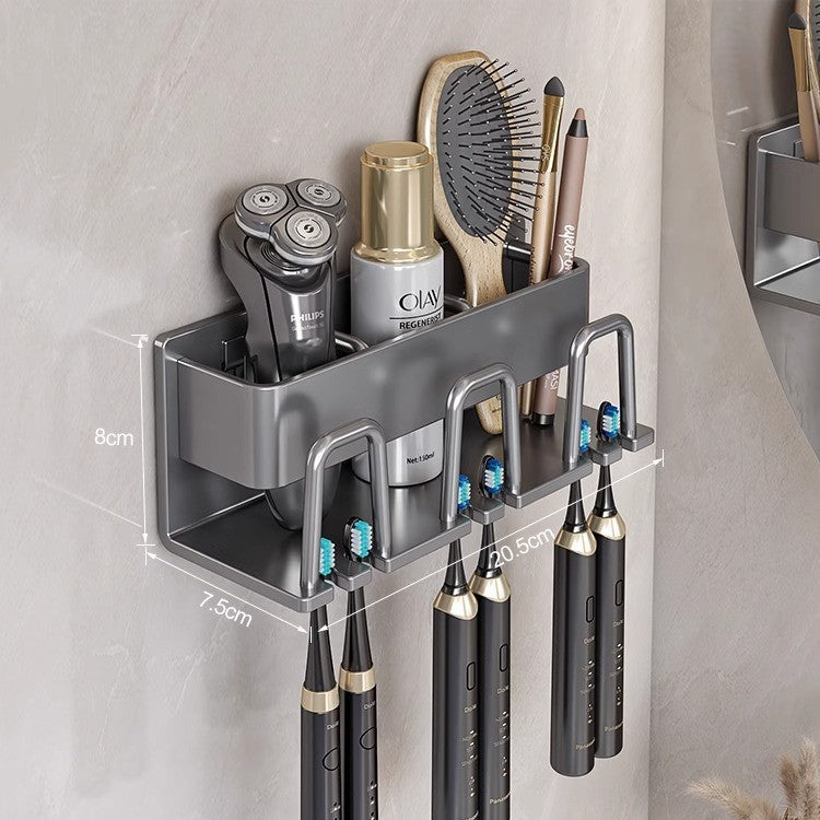 Toothbrush Storage Rack Non-Punch Brush Cup Mouthwash Cup Rack Wall-Mounted Bathroom Household Toothware Hanger