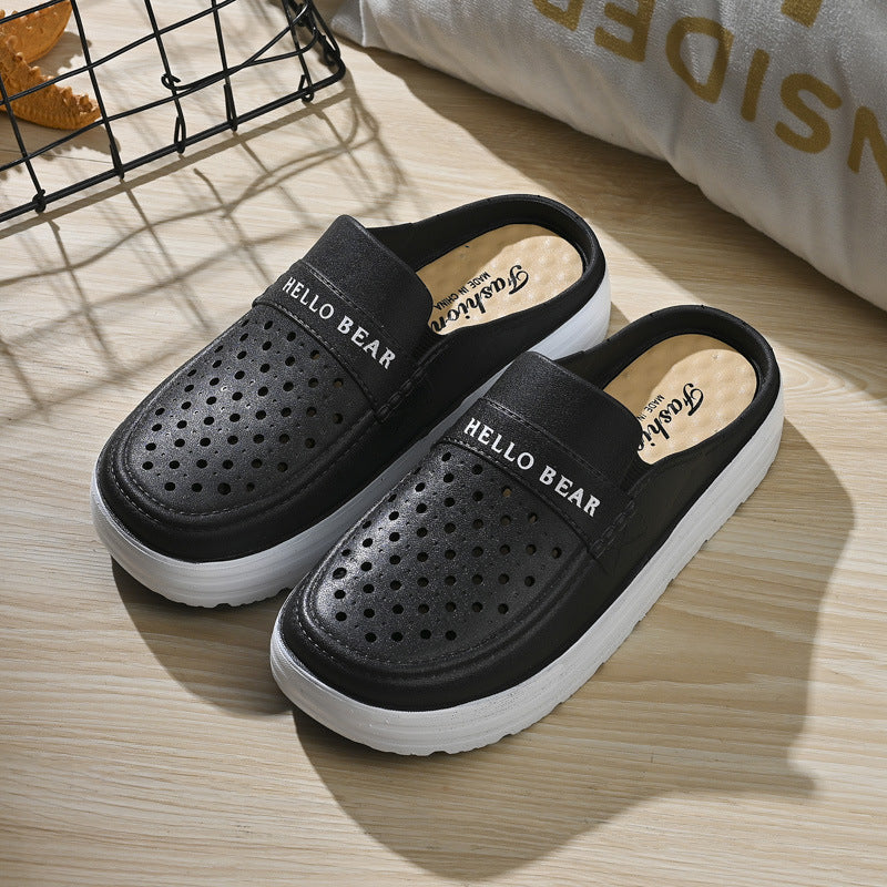 Summer Baotou Beach Shoes Women's Hollow Breathable Non-slip Non-slip Soft Bottom Comfortable Outer Wear Casual Beach Shoes Women's Hole Shoes