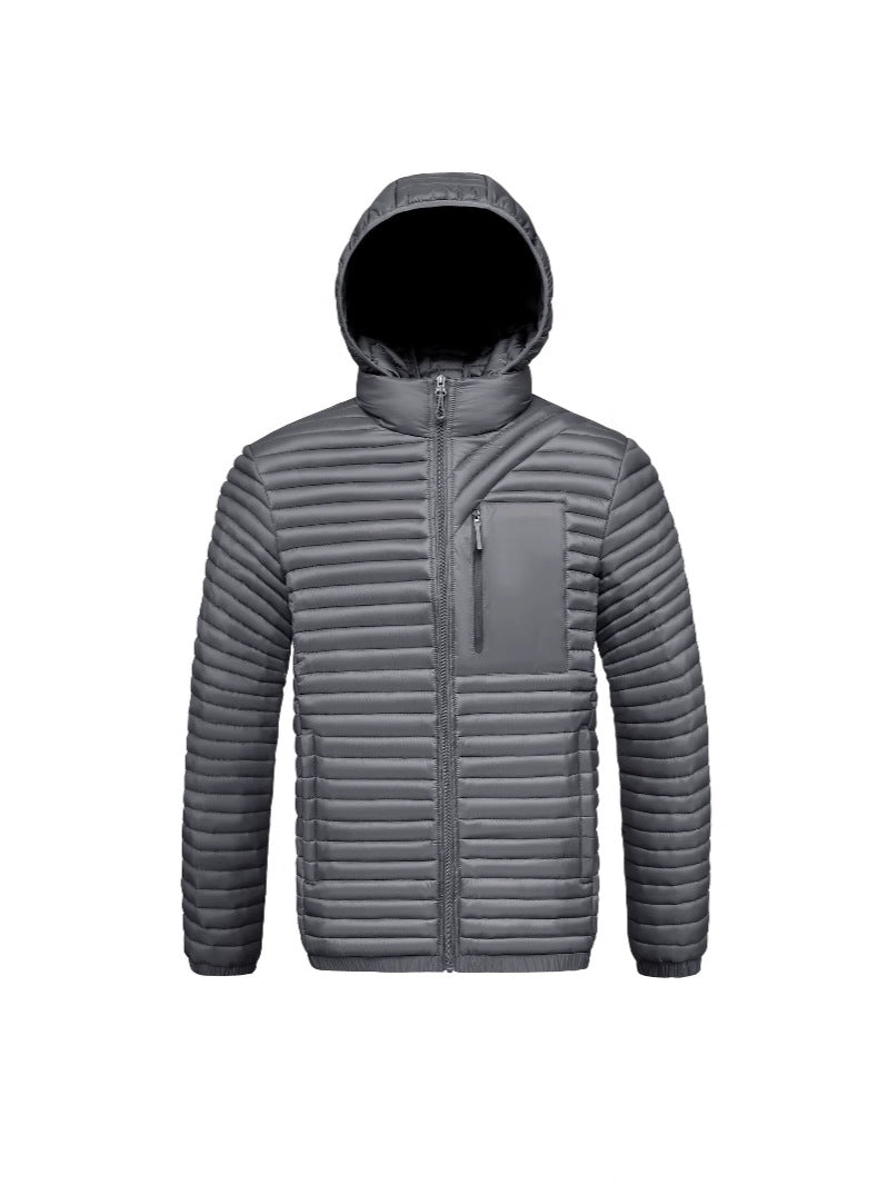 Cross-Border Men's Cotton Jacket 2025 Autumn and Winter Graphene Detachable Hood Amazon Wish Ribbed Cotton Coat Thickened