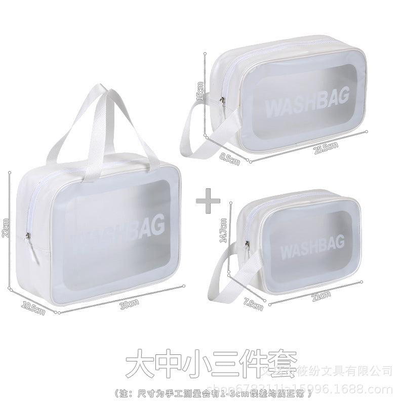 Korean Satchel Cosmetic Bag Pvc Dry and Wet Separation Toiletry Bag Satchel Waterproof Bath and Swimming Frosted Storage Bag
