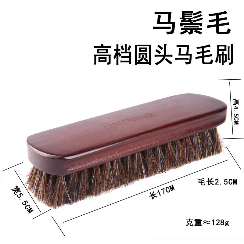 Cross-Border Shoe Brush Set, Cleaning Brush, Solid Wood Horsehair Shoe Brush, Car Seat Cleaning Brush, Soft Bristle, Amazon Bestseller