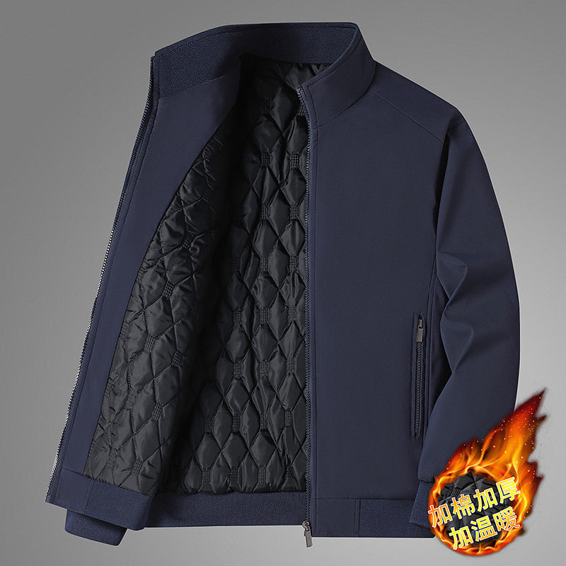 Classic Explosions plus size Middle-aged and Elderly Dad Clothes Winter fleece-lined Thickened Executive Collar Thickened fleece-lined Jacket