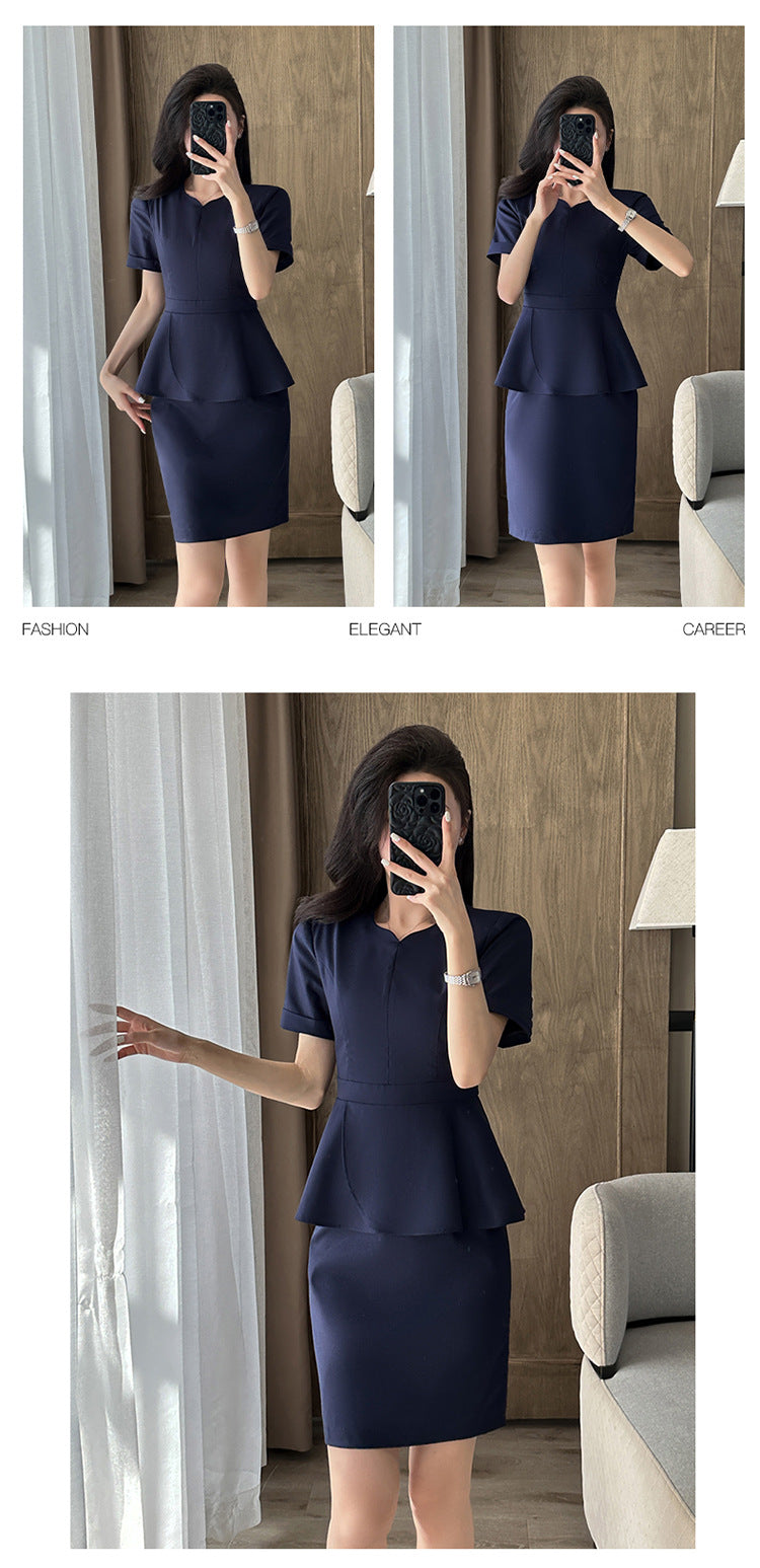 Summer Business Wear Short-sleeved Suit suit Women's Dress Slim-fit Temperament Hotel Front Desk Sales Department Jewelry Store Work Clothes