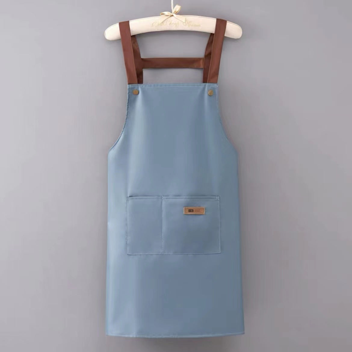 New Waterproof and Oil-Proof Apron Kitchen Cooking Apron Anti-Fouling Fabric Men's and Women's Cafe Printed Work Clothes Customization
