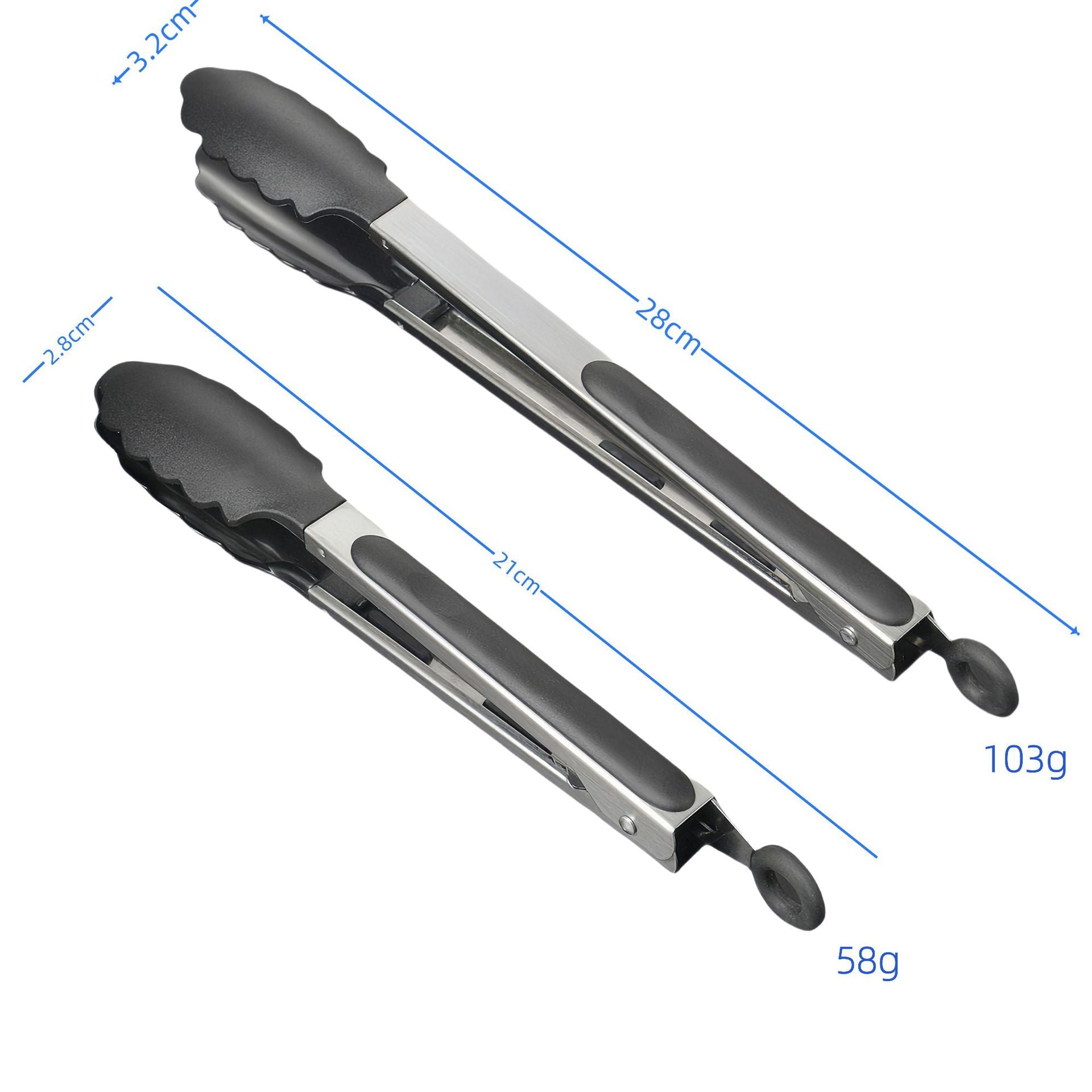 Silicone Clips for Kitchen Non-Stick Pans, Anti-Scalding and High Temperature Resistance, Household Barbecue and Steak Special Set, Stainless Steel Food Clips