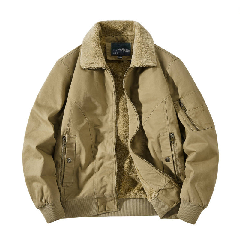 Factory Direct Sales Winter Velvet Men's Cotton-Padded Workwear Cotton-Padded Jacket Pilot Cotton-Padded Jacket 68C16