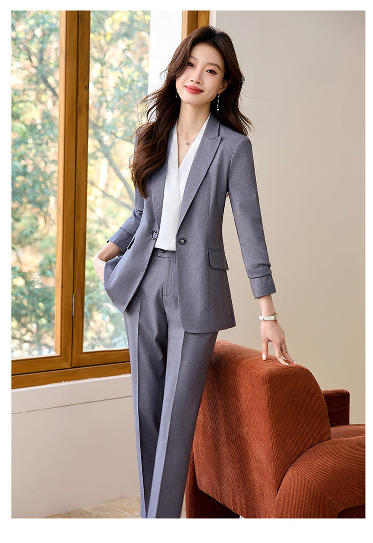 Suit suit Women's Spring and Autumn Business Dress Front Desk Reception Work Clothes Suit Interview Suit Sales Department Property Tooling