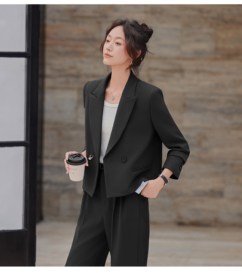 Cross-Border Gray Short Blazer for Women, New Spring and Autumn Style, Petite Professional Casual Workwear Suit