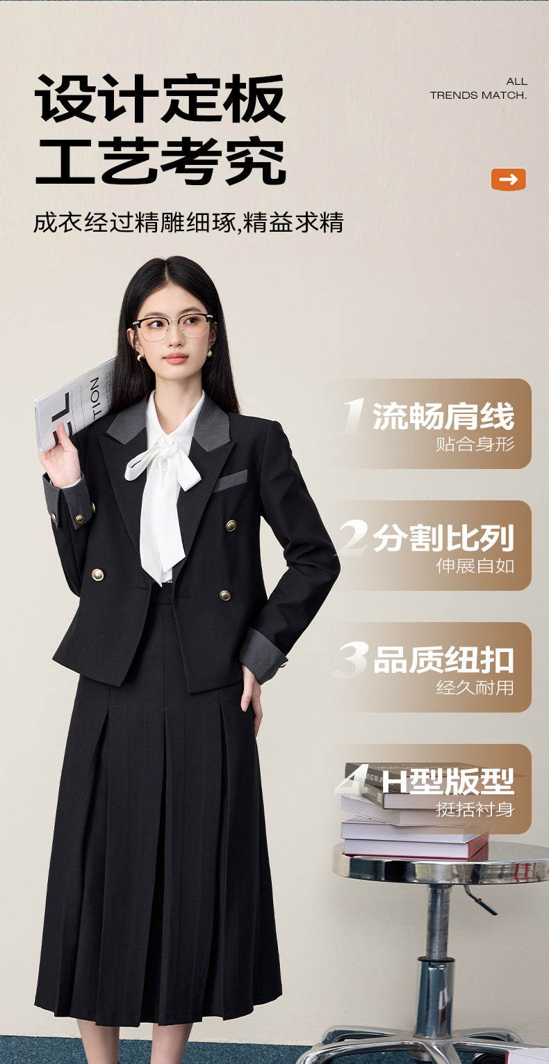 Gray Suit Jacket Female Preppy Style College Student Interview Professional Formal Wear Petite Girl Suit Suit Skirt Autumn