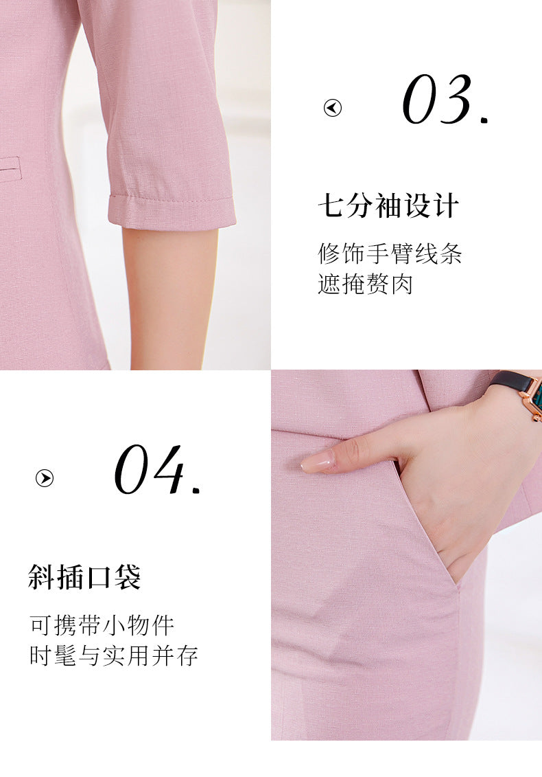Pink Petite Suit for Women, Summer Thin High-End Short Professional Wear, Fashionable Elegant Casual Formal Wear