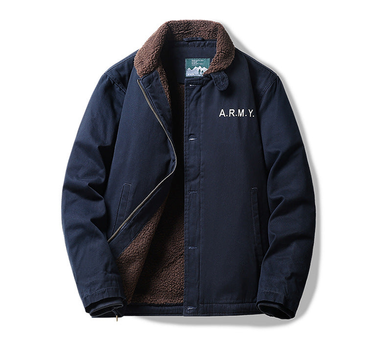 Cross-Border Winter N1 Deck Cotton Outwear, Middle-Aged Thickeneded Velvet Work Jacket, Retro Cashmere Jacket for Men