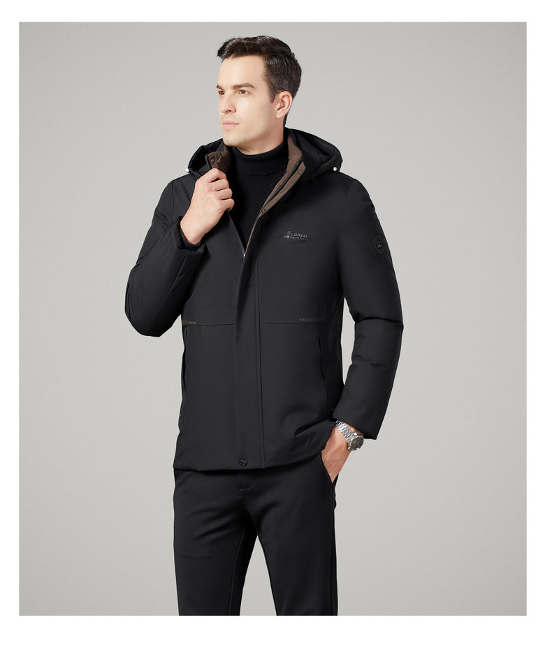 Authentic Men's Cotton Coat for Autumn and Winter, New Trendy Business Casual Loose Hooded Cotton Jacket, Thickened and Warm