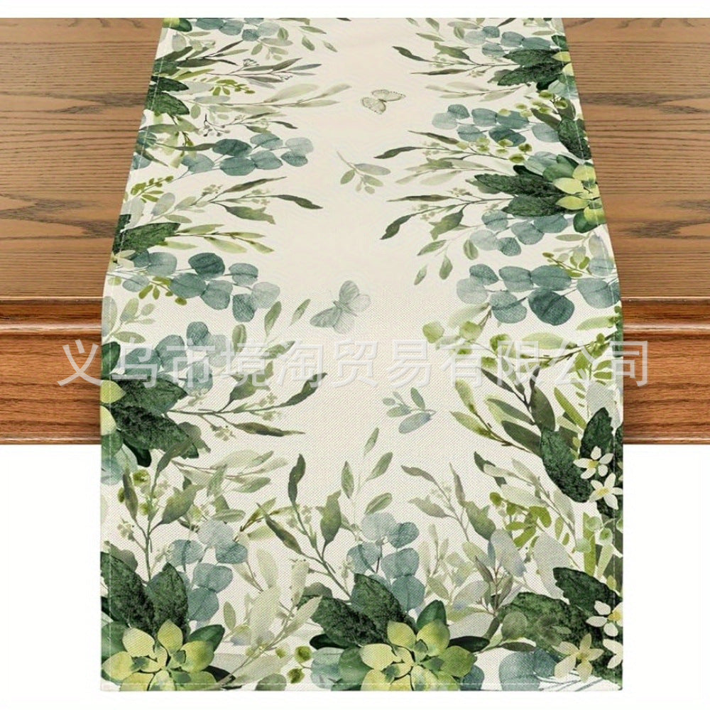 Linen Table Runner Pastoral Flower Lemon Summer Home Dining Table Outdoor Decoration Printed Tablecloth Table Runner