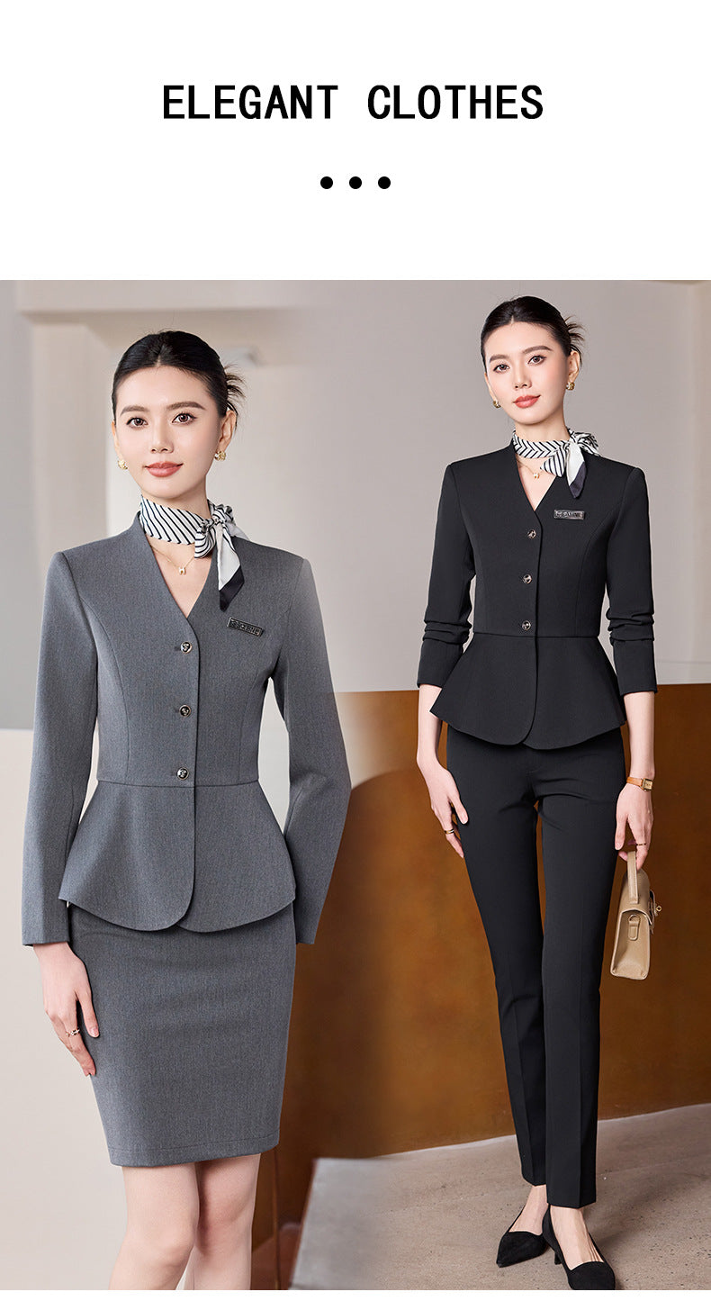Dark Blue Suit Suit for Women 2025 Autumn and Winter New Professional Formal Wear Fashionable Workwear Jewelry Store Work Clothes