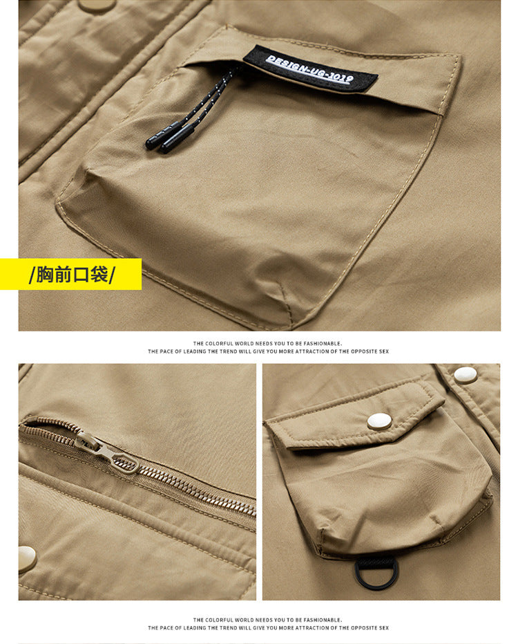 Autumn and winter new men's windbreaker Korean slim fit mid-length thick hooded coat plus size casual men's trendy
