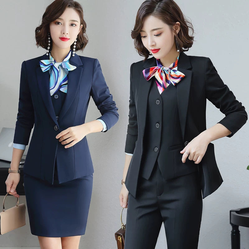 Three-piece suit overalls manager interview formal attire front desk beauty salon business attire bank mobile vest uniform