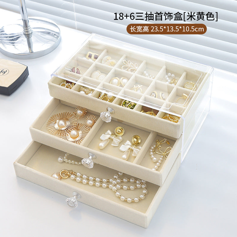 2025 New Korean Style Simple Style Acrylic Multi-Layer Jewelry Storage Box Jewelry Necklace Earrings Jewelry Display Box