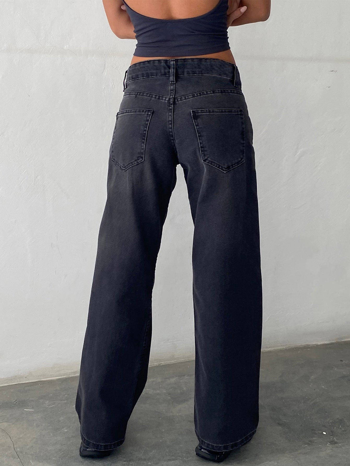 Amazon AliExpress TEMU New Cross-border Special for High Quality European and American Women Straight Tube Micro Horn Denim Pants