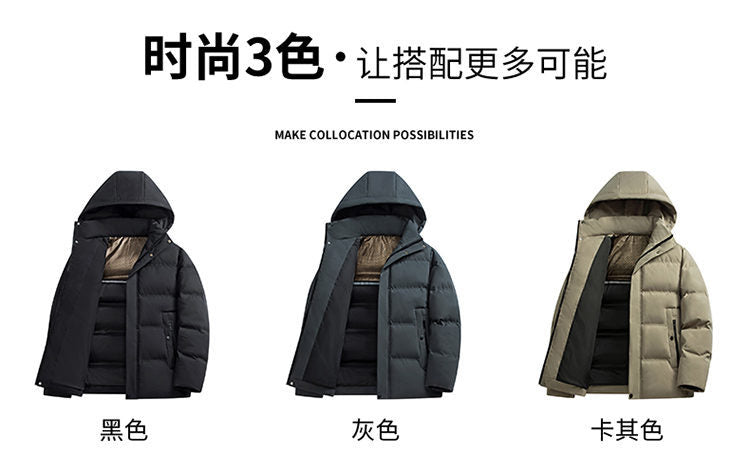 2024 Cross-border Foreign Trade Winter Middle-aged and Elderly Dad Clothes Men's Down Cotton-padded Coat Thickened Warm Hooded Cotton-padded Coat