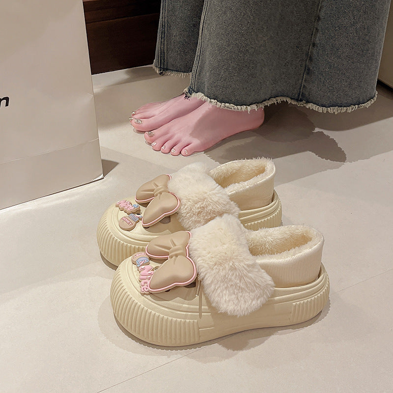 Detachable Cotton Slippers for Women 2025, Comfortable Home Slippers, Cute and Warm, Closed-Back Plush Maternity Cotton Shoes for Autumn and Winter