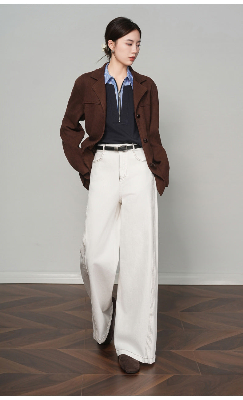 2025 Loose Draped Straight Pants Korean Style Trendy Versatile Denim Pants European Station American Wide Leg Jeans for Women