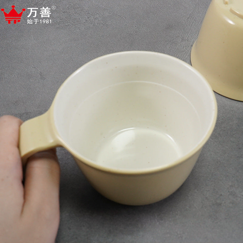 Ready-Made Melamine Imitation Porcelain Tableware Two-Color Handle Bowl Simple Light Food Cereal Handle Bowl Home Factory Direct Sale