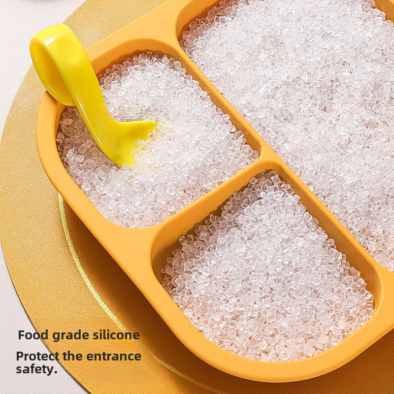 Children's Silicone Dinner Plate Food Grade Supplementary Suction Bowl Square Baby Tableware Thickened Drop-resistant Baby Children's Tableware