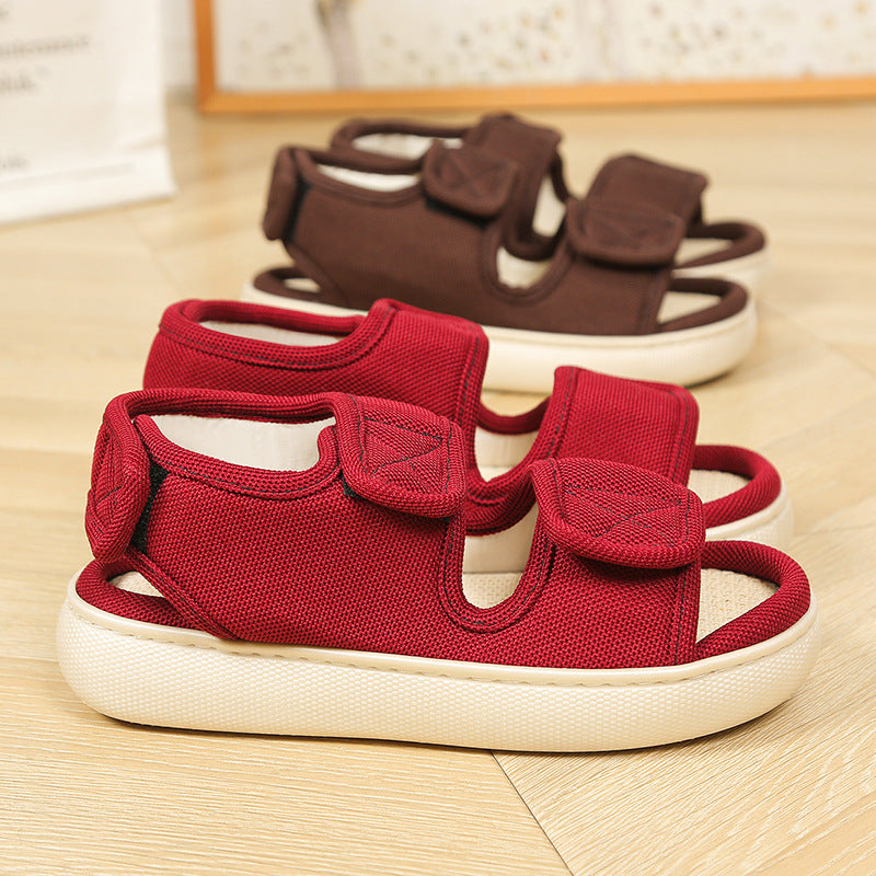 Fat Feet Wide Feet Adjustable Linen Sandals Foreign Trade Outer Wear Holes Old Men's Shoes Thick Sole Casual Walking plus size for Men and Women