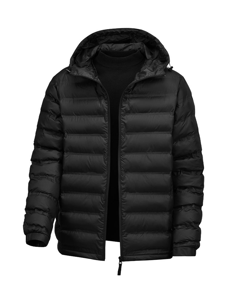 Cross-Border Wholesale 2025 Winter New Cotton-Padded Men's Short Hooded Jacket Trendy Brand Sports Warm Top Men's Clothing