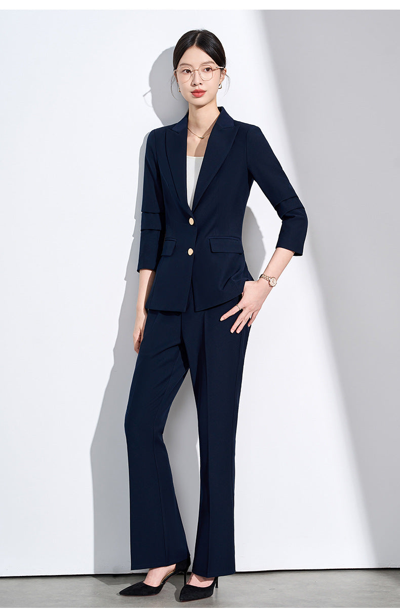 Cross-Border Beige Suit Set for Women, New Versatile Fashion High-End Professional Attire for Petite Figures, Formal Occasion Blazer
