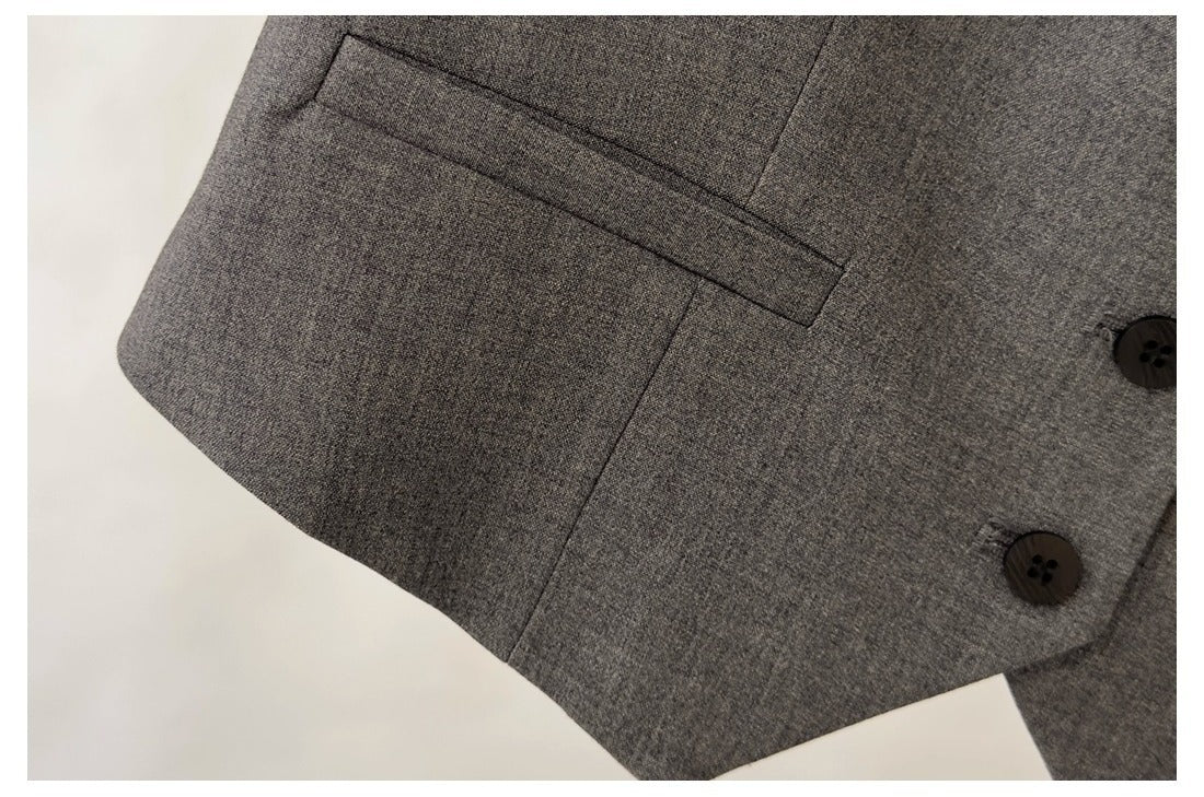 Endy Professional Worsted Wool Vest Skirt suit Summer High-end Sense Elegant Sleeveless Vest Top Straight Skirt