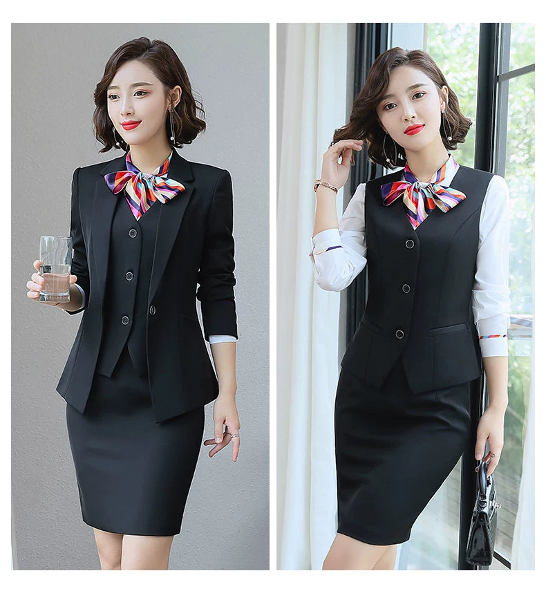 Three-piece suit overalls manager interview formal attire front desk beauty salon business attire bank mobile vest uniform