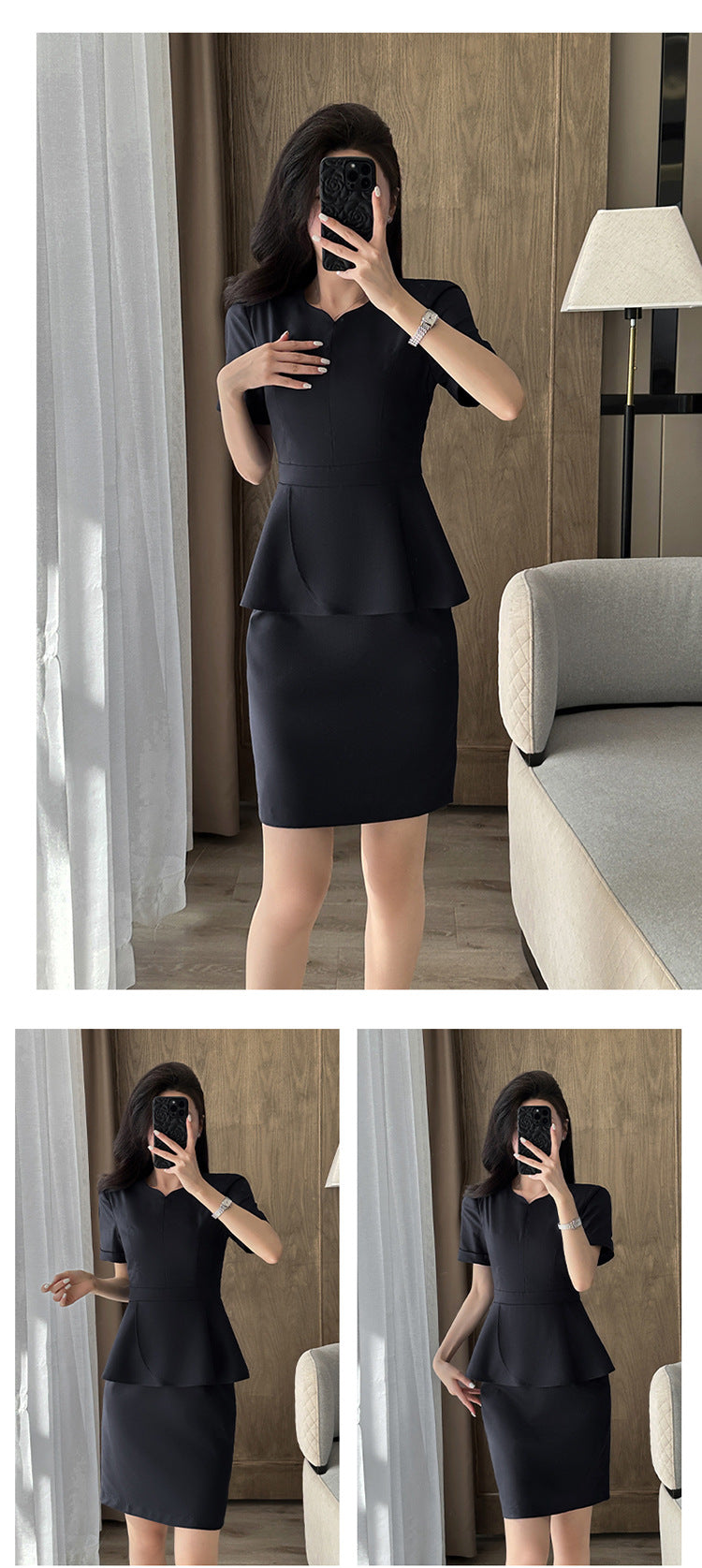 Summer Business Wear Short-sleeved Suit suit Women's Dress Slim-fit Temperament Hotel Front Desk Sales Department Jewelry Store Work Clothes