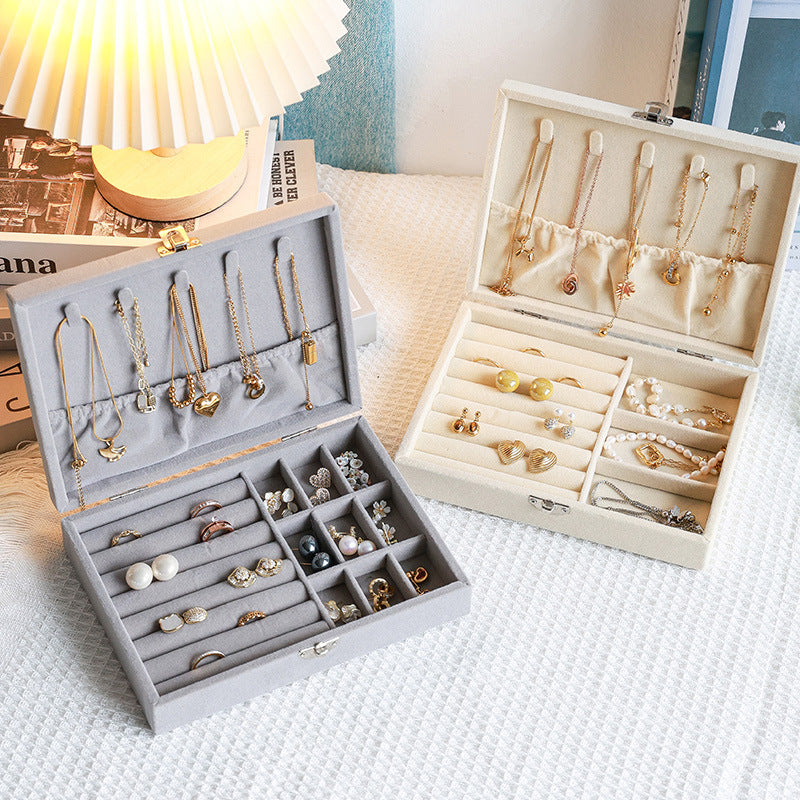 Flannel Jewelry Storage Box Dustproof High-grade Large Capacity Jewelry Box Earrings Bracelet Necklace Storage Display Jewelry Box