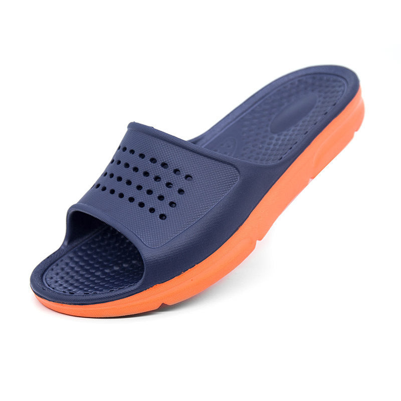 Cross-Border Dual-Density One-Piece Men's Large Size Slippers Summer Two-Color Home Slippers Thick-Soled Rubber and Plastic Slippers
