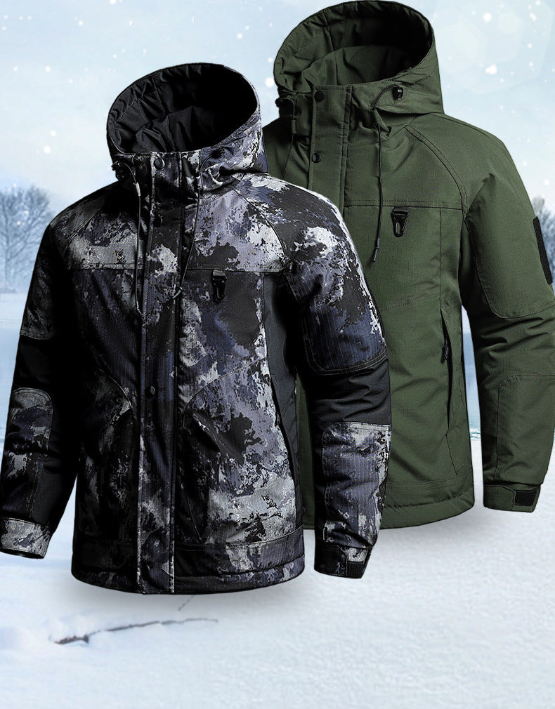 Autumn and Winter Tactical Camouflage Cotton Jacket Men's Cotton Jacket Jacket Cotton Jacket Hooded Jacket Thickeneded Work Clothes Outdoor