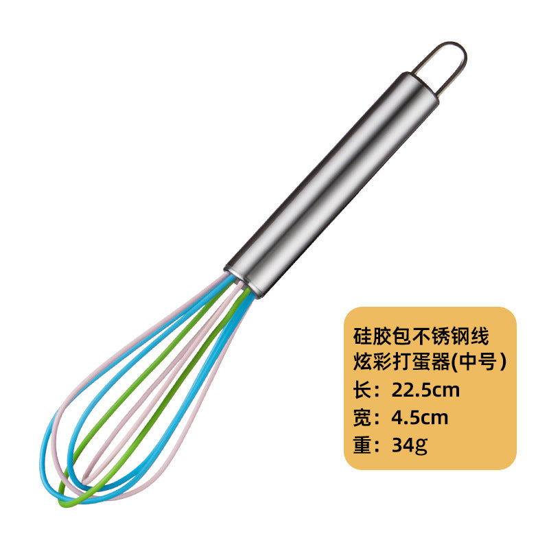 Factory spot supply manual egg beater stainless steel silicone egg beater hand mixer silicone egg beater