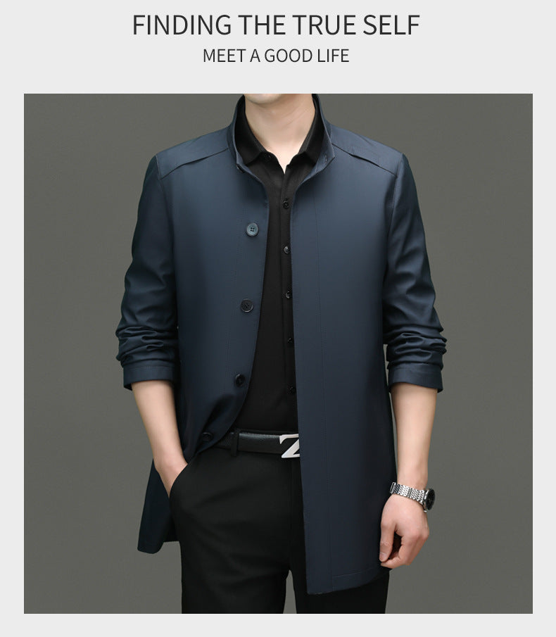 Is the brand of middle-aged and elderly men's windbreaker coat 2024 new winter stand collar long business dad cotton-padded jacket