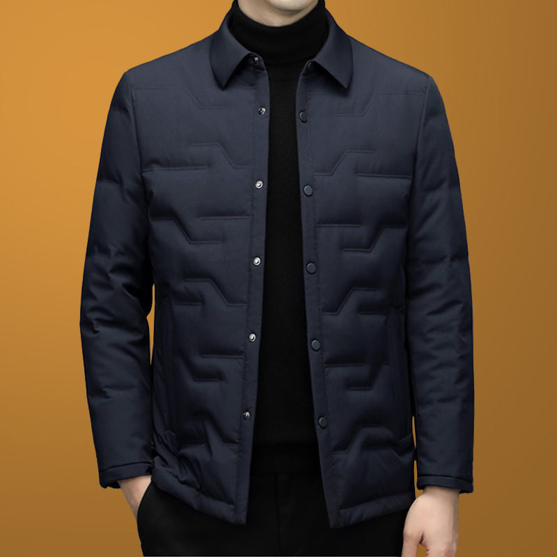 Middle-Aged Men's Autumn and Winter Lapel Jacket, Dad's Cotton Coat, Thickened Warm Cotton-Padded Jacket, Men's Winter Cotton Coat
