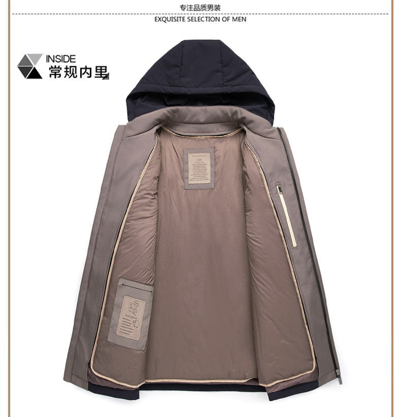 2024 Autumn and Winter Men's Thickened Warm Jacket for Middle-aged and Elderly Dads with Lapel Casual Detachable Liner Cotton-padded Jacket