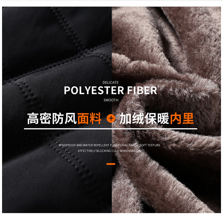 Middle-aged Men's Cotton-padded Clothes Winter fleece-lined Thickened Jacket Fashionable Casual Jacket Lightweight Slim-fit Cotton-padded Jacket for Dad