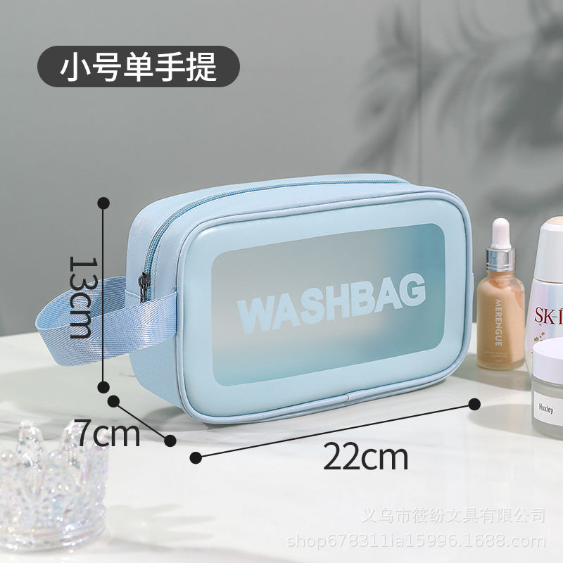 Korean Satchel Cosmetic Bag Pvc Dry and Wet Separation Toiletry Bag Satchel Waterproof Bath and Swimming Frosted Storage Bag