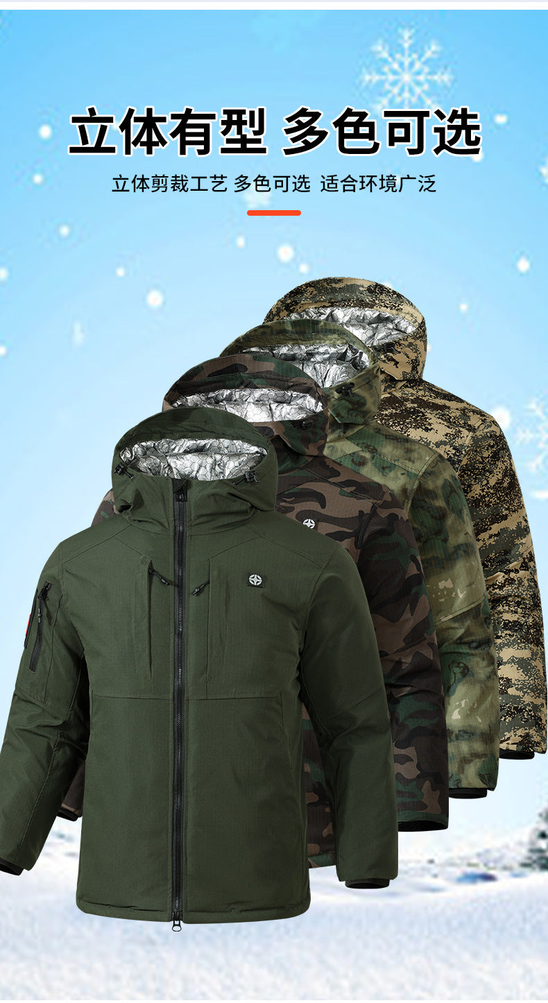 Upgraded Graphene Camouflage Cotton Coat, Thickeneded Cold-Proof and Waterproof Cotton Coat, Anti-Scratch and Wear-Resistant Cotton Jacket, Cold Storage Warm Cotton Coat