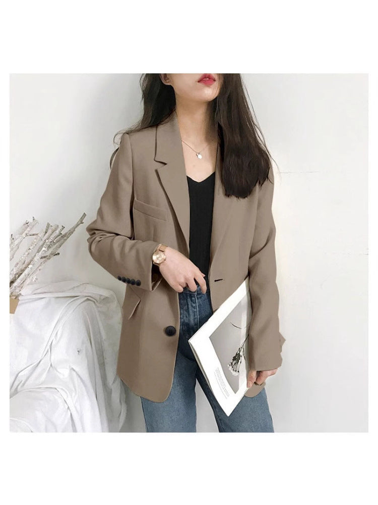 Commuting Style Blazer for Women 2025 Korean Version Spring and Autumn Loose Long-Sleeved Suit Jacket Versatile Korean Style Commuting