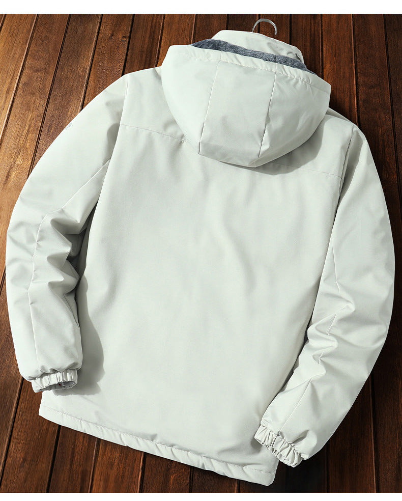 Winter Windproof Jacket Men's Hooded Cotton Work Jacket Cotton Coat Fleece-Lined Thickeneded Warm Autumn and Winter Men's Jacket