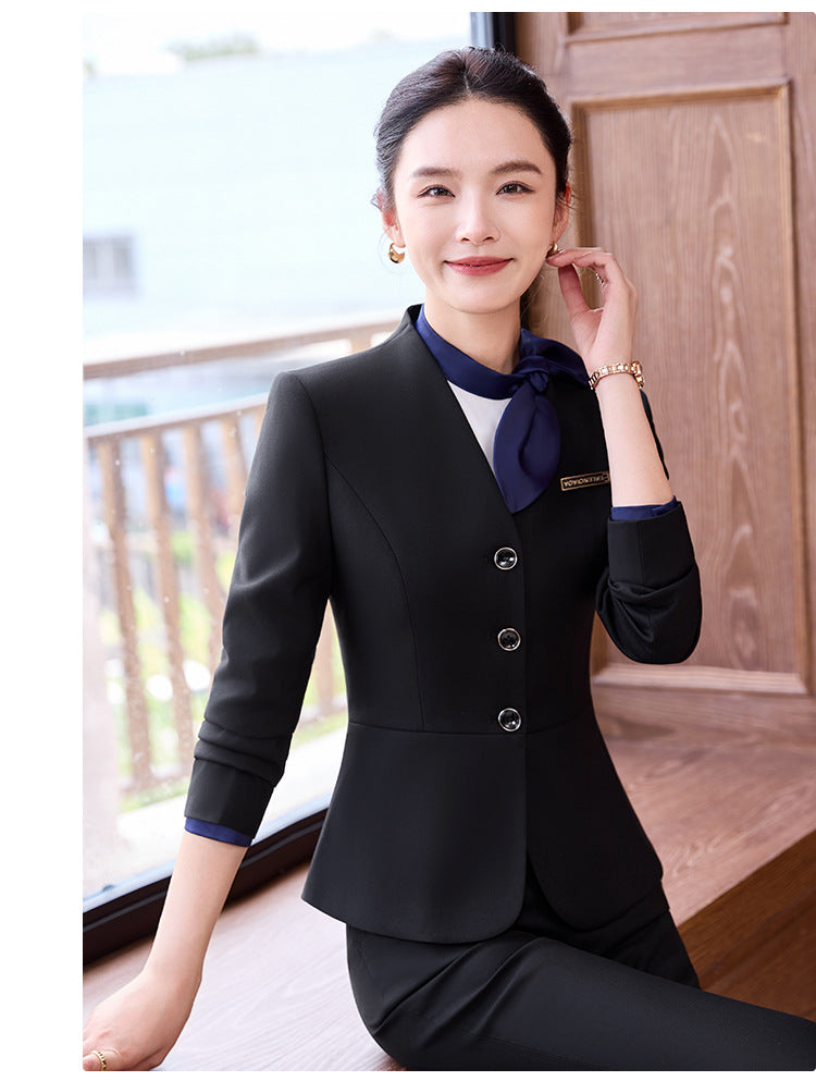 Gray Suit Suit for Women 2025 New Spring & Fall High-End Business Attire Formal Hotel Front Desk Manager Work Clothes