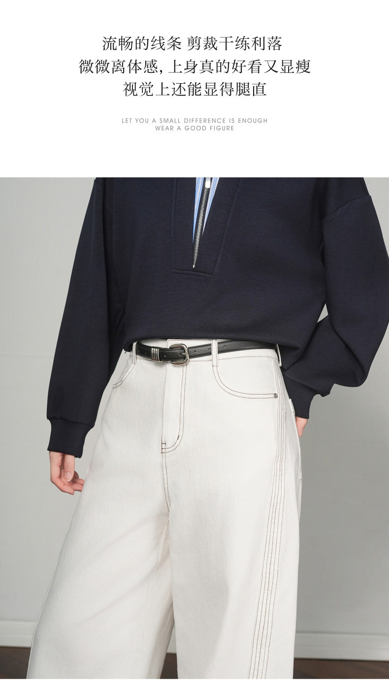 2025 Loose Draped Straight Pants Korean Style Trendy Versatile Denim Pants European Station American Wide Leg Jeans for Women